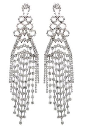 Rhinestone Chandelier Earrings Silver