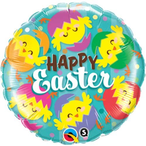 Happy Easter, Colorful Baby Chicks • Standard Size 18" Mylar Helium Balloon