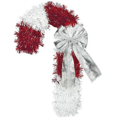 Candy Cane Tinsel w/ Bow