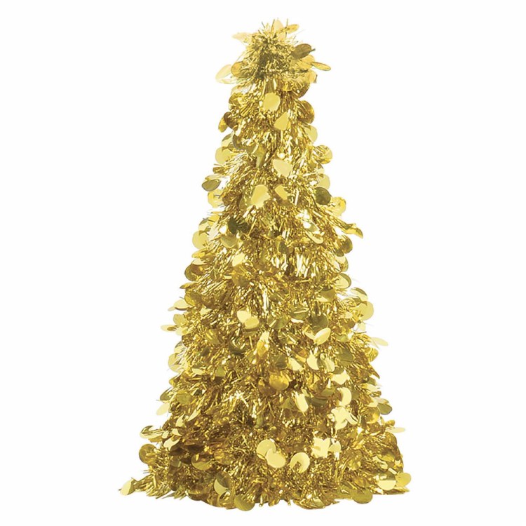 Tree Tinsel Centerpiece Gold