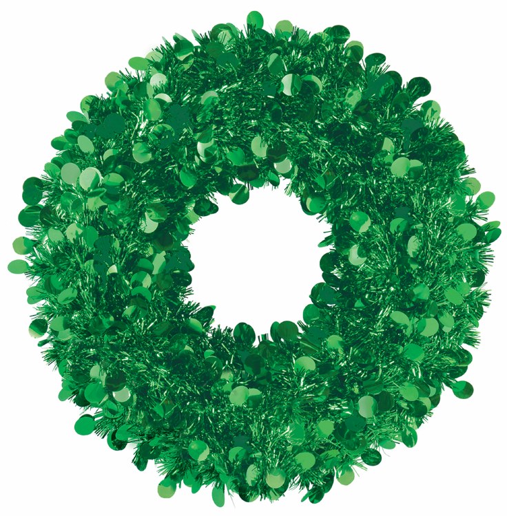 Wreath Jumbo Tinsel Grn 17"