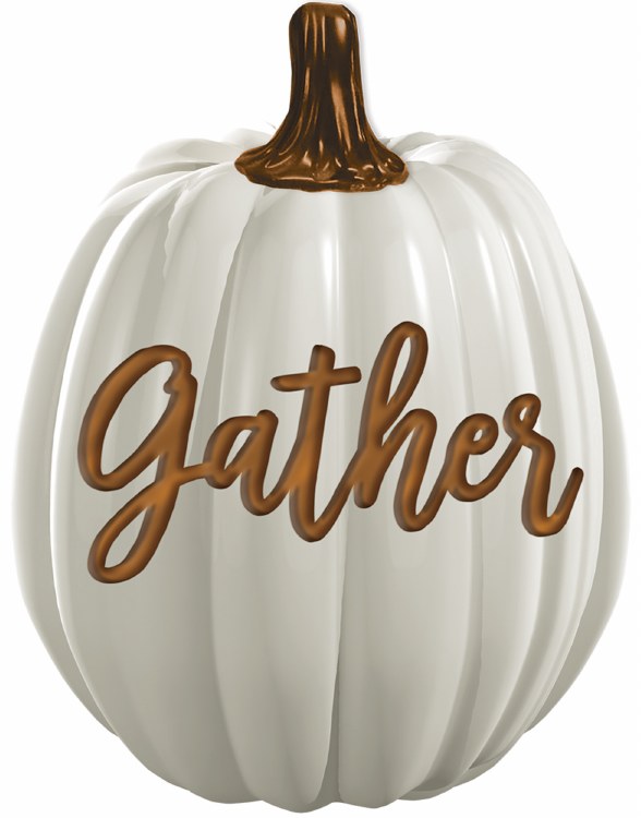 8in. Tall Gather White Decorative Pumpkin