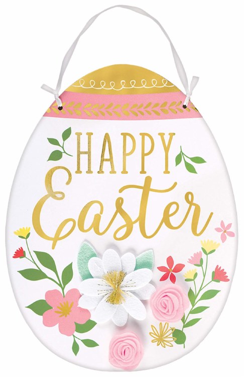 Easter Egg Sign w/ Flowers