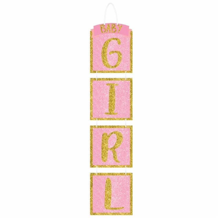 Baby Girl Drop Sign Glitter