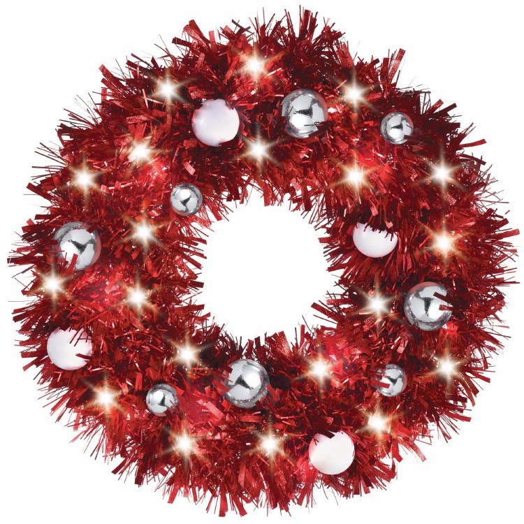 Light Up Red Tinsel Wreath