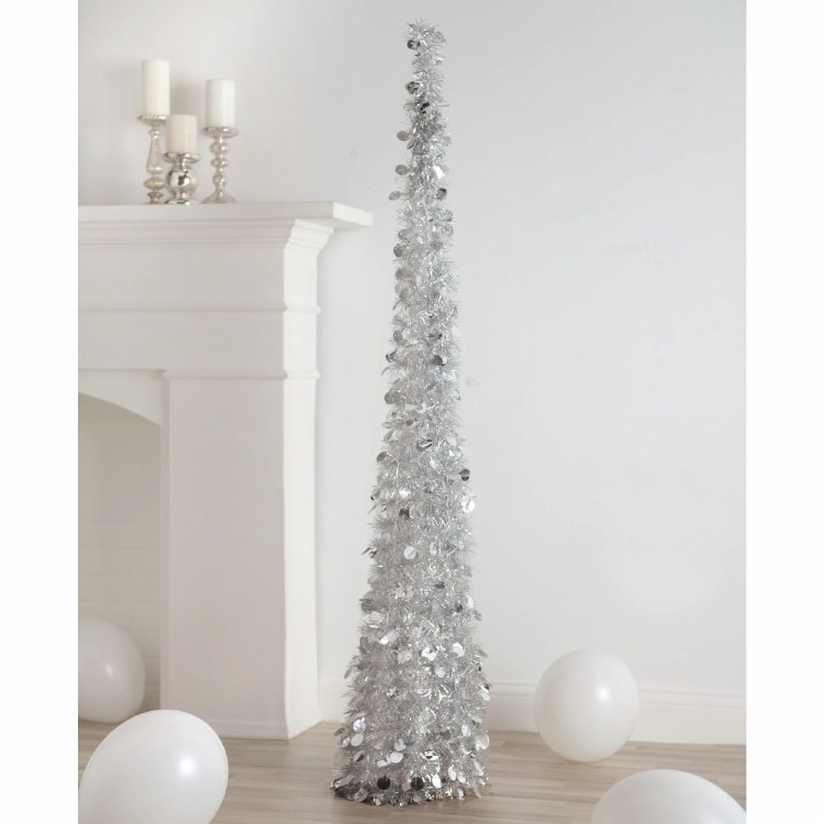 Collapsible Silver Tinsel Tree