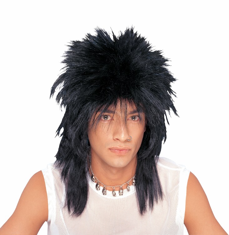 Wig Unisex Rocker Long Black
