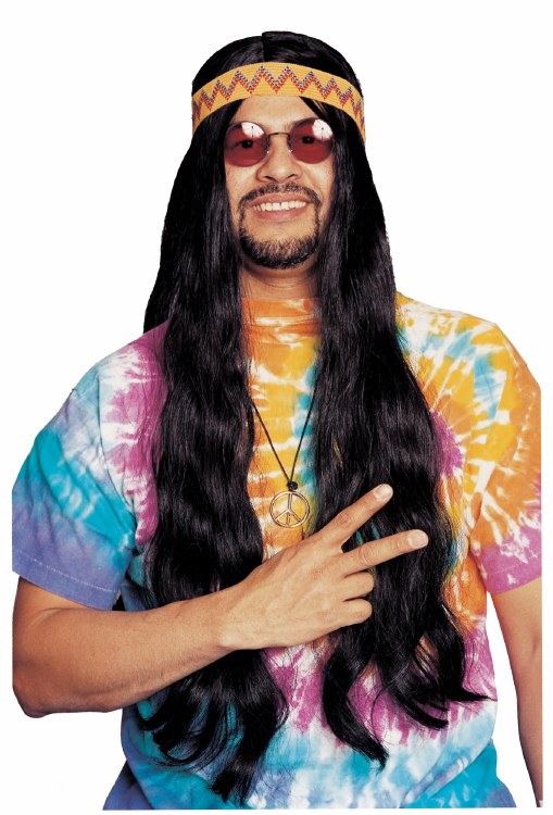Wig Hippie w/detach HB Blk