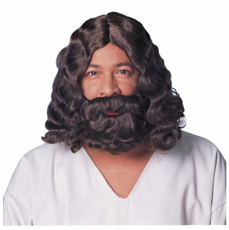 Wig Jesus w/beard Brn