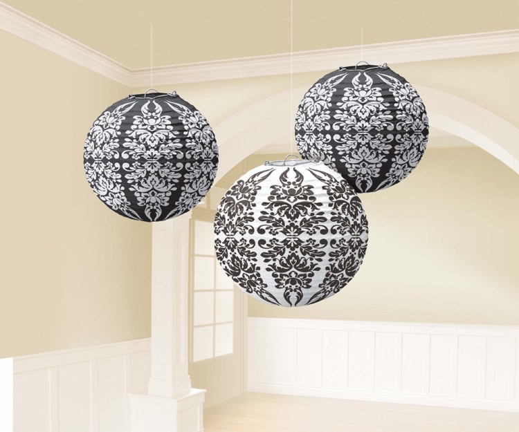Lanterns Paper Damask Black