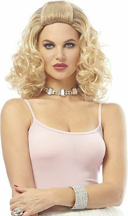 Wig Curly Blonde Shoulder Length