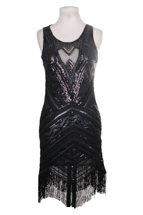 Flapper Dress Black Sequin Small