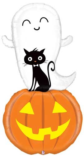 Ghost, Cat &amp; Jack-O-Lantern • Mega Jumbo 60" Mylar Helium Balloon