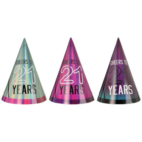 Finally 21 Cone Hats 6pk