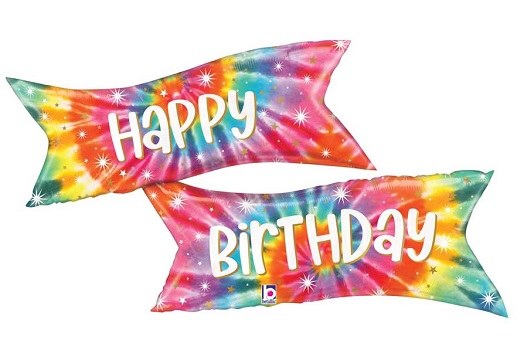 Jumbo Happy Birthday Tie Dye Banner ~ 45"