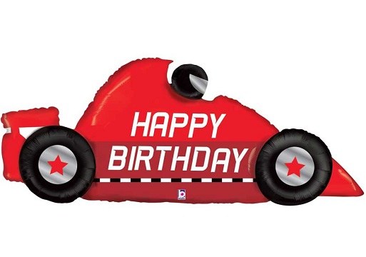 Racecar, Happy Birthday Shape • Jumbo 43" Mylar Helium Balloon