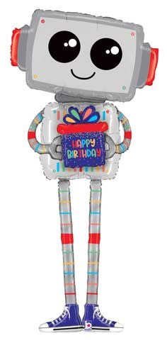 Outer Space, Happy Birthday Robot Shape • Mega Jumbo 60" Mylar Helium Balloon