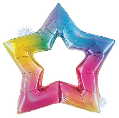 Star Open Shape • 48" Jumbo Mylar Helium Balloon • OPAL