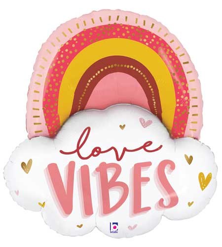 Boho Rainbow, Love Vibes Shape • Jumbo 35" Mylar Helium Balloon