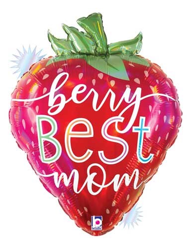 Opalescent Berry Best Mom Shape • Jumbo 21" Mylar Helium Balloon