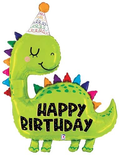 Dinosaur, Happy Birthday Shape • Jumbo 38" Mylar Helium Balloon