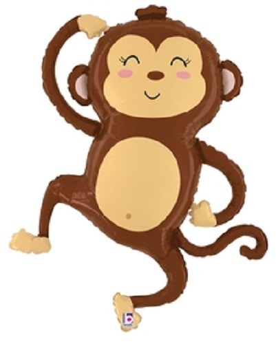 Jungle, Safari • Monkey, Full Body Shape • Jumbo 33" Mylar Helium Balloon