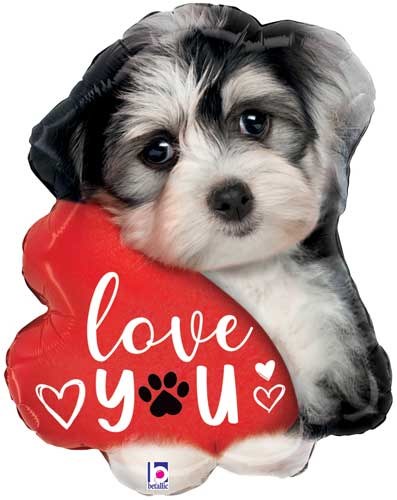 I Love You, Sweet Puppy Shape • Jumbo 24" Mylar Helium Balloon