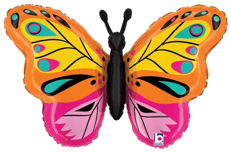 Butterfly, Colorful Shape • Jumbo 46" Mylar Helium Balloon
