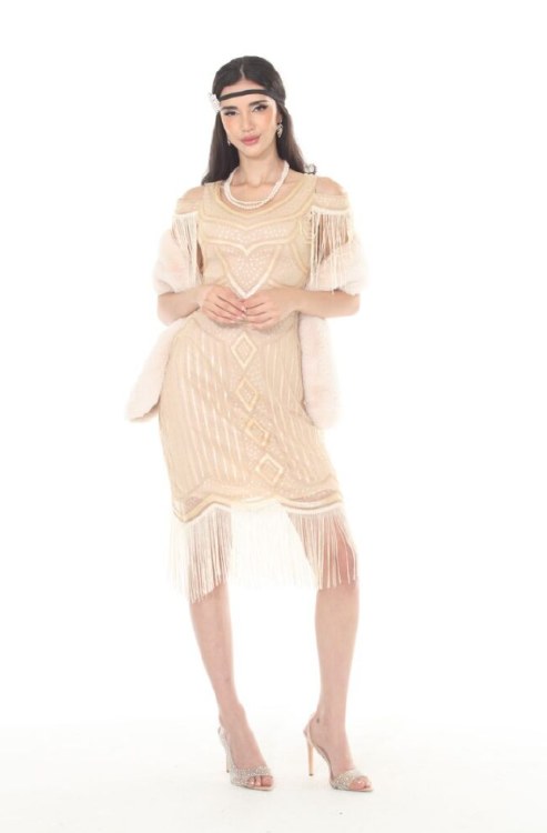 Flapper Dress Beige Med