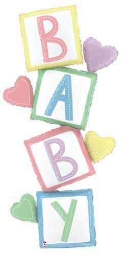 Gender Neutral, Baby Blocks • Mega Jumbo 63" Mylar Helium Balloon