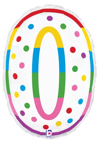 Jr. Jumbo 24" Helium Number Mylar Balloon • Birthday Candle 0