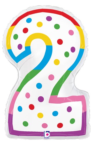 Jr. Jumbo 24" Helium Number Mylar Balloon • Birthday Candle 2