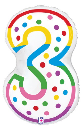 Jr. Jumbo 24" Helium Number Mylar Balloon • Birthday Candle 3