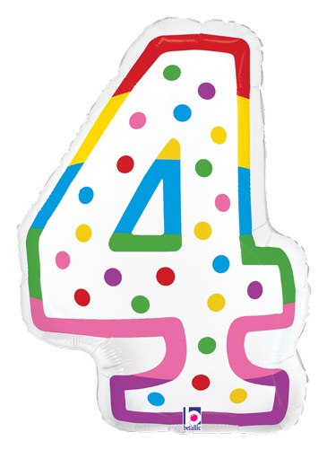 Jr. Jumbo 24" Helium Number Mylar Balloon • Birthday Candle 4