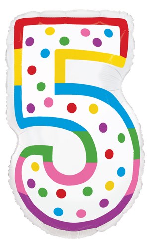 Jr. Jumbo 24" Helium Number Mylar Balloon • Birthday Candle 5