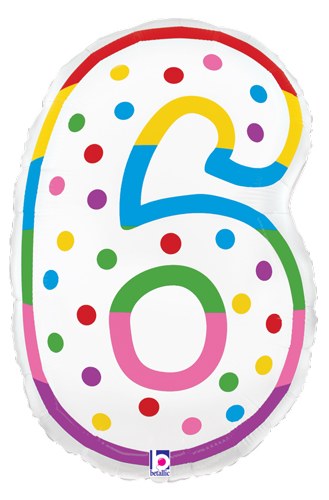 Jr. Jumbo 24" Helium Number Mylar Balloon • Birthday Candle 6