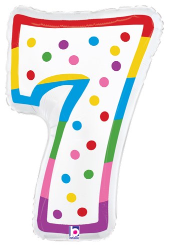 Jr. Jumbo 24" Helium Number Mylar Balloon • Birthday Candle 7