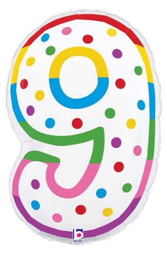 Jr. Jumbo 24" Helium Number Mylar Balloon • Birthday Candle 9