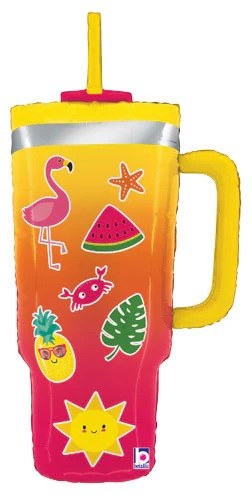 Summer Tumbler Shape • Jumbo 34" Mylar Helium Balloon