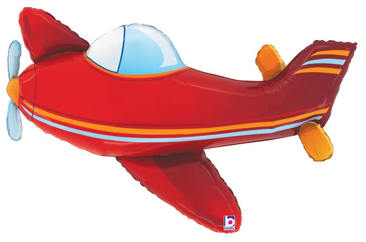 Airplane, Red Shape • Jumbo 36" Mylar Helium Balloon