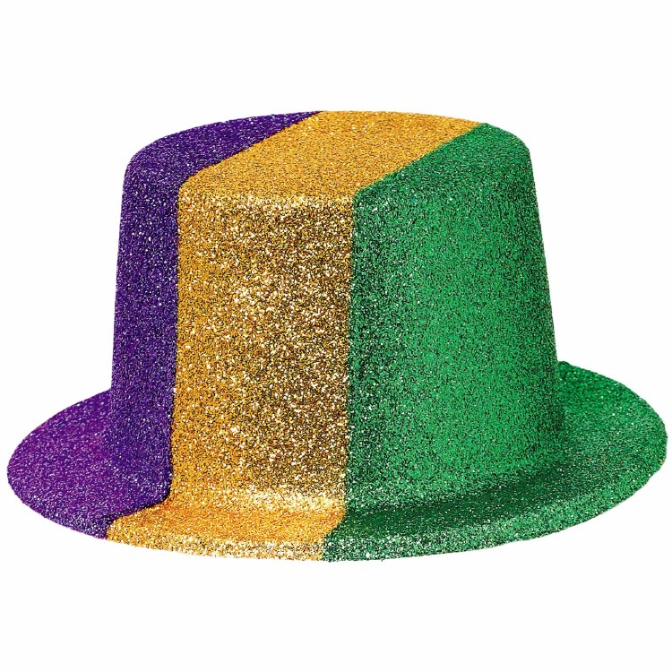 Hat Glitter Top Hat Grn/Gld/Pp