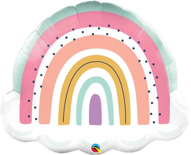 Rainbow, Pastel Boho Shape • Jumbo 32" Mylar Helium Balloon