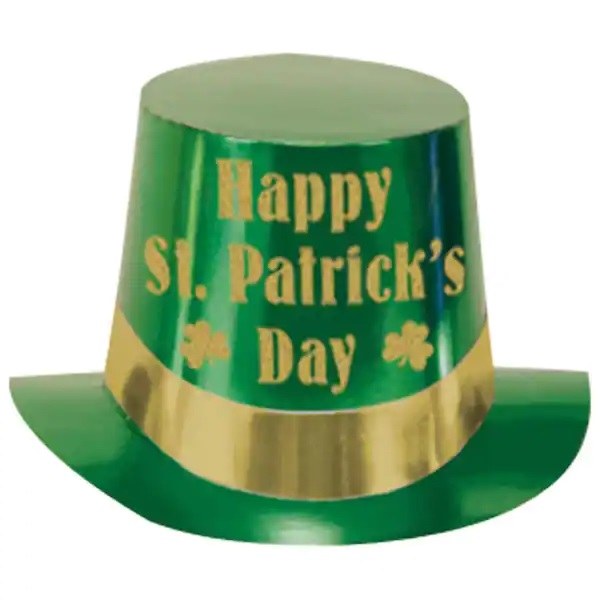 Happy St. Patrick's Day Gold Glitter Top Hat