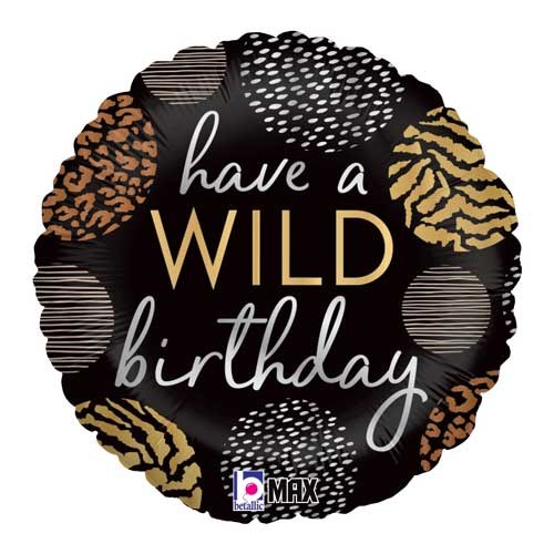Jungle/Safari Have a Wild Birthday Metallic Round • Standard Size 18" Mylar Helium Balloon