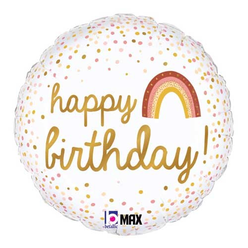 Boho Rainbow, Happy Birthday • Standard Size 18" Mylar Helium Balloon