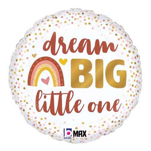 Boho Rainbow, Dream Big Little One • Standard Size 18" Mylar Helium Balloon