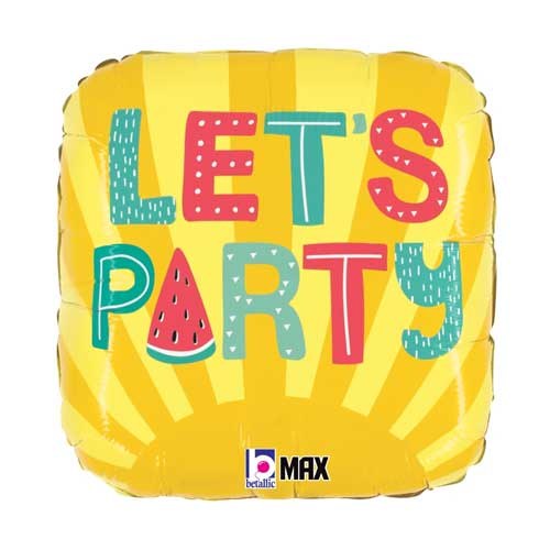 Summer Let's Party Square • Standard 18" Mylar Helium Balloon