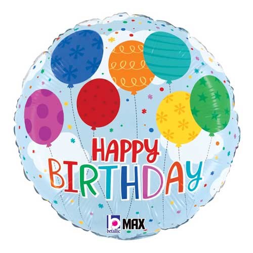 Blue, Classic Balloons Happy Birthday • Standard Size 18" Mylar Helium Balloon