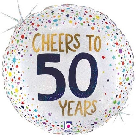Milestone Year • Cheers to 50 Years • Standard Size 18" Mylar Helium Balloon