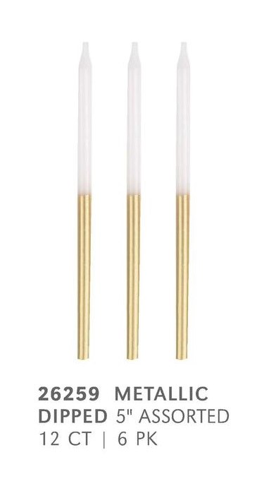 Candle 2 Tone Gold/Wht 5" 12pk